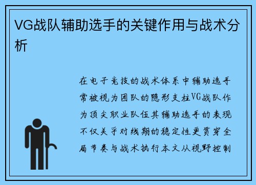 VG战队辅助选手的关键作用与战术分析